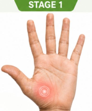  Hand showing mild stiffness and discomfort in early-stage trigger finger